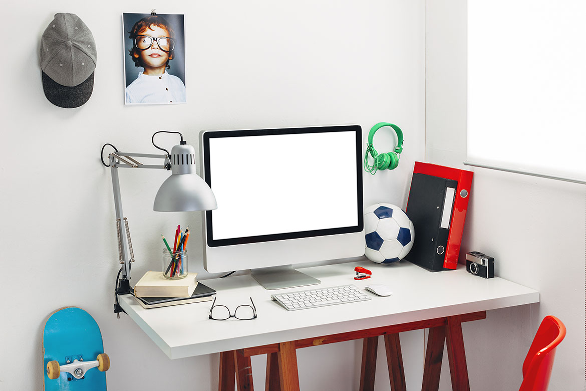 Modern study room for a boy.